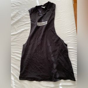 Black Gymshark Box logo arm drop tank top